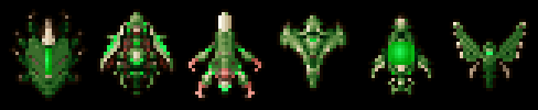 The six ships of the Bio Ships Pack in their neutral pose
