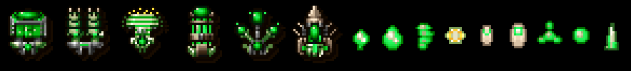 The Bio Weapons Pack: six shop icons, then its shots